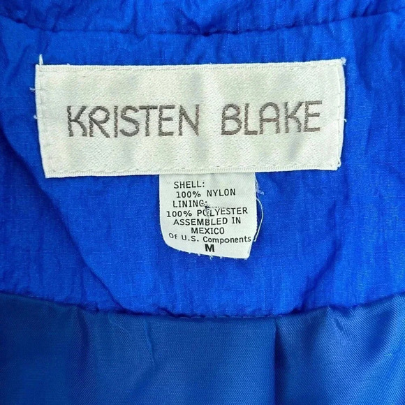 Vintage 90s Kristen Blake Windbreaker Womens M Blue Nylon Crinkle Loose Jacket - Picture 14 of 16